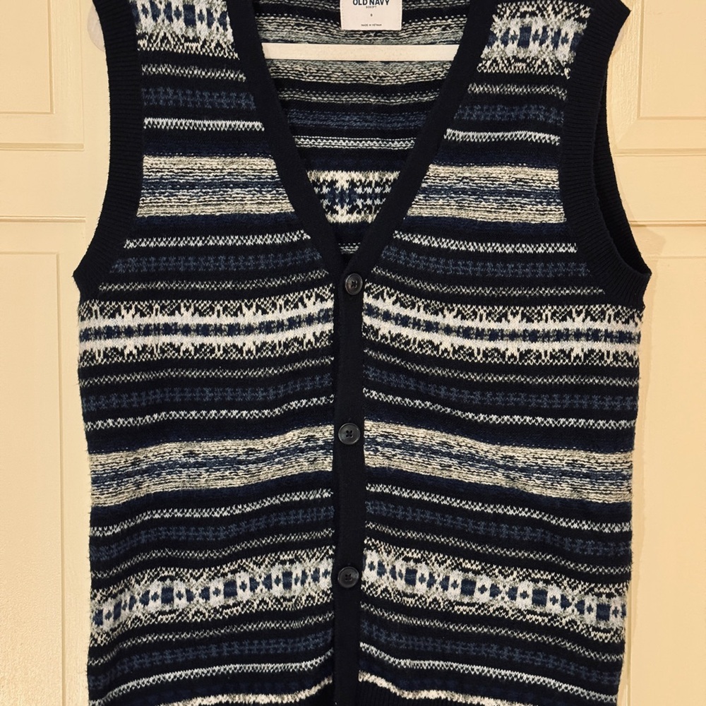 Old Navy Black and White Patterned Vest